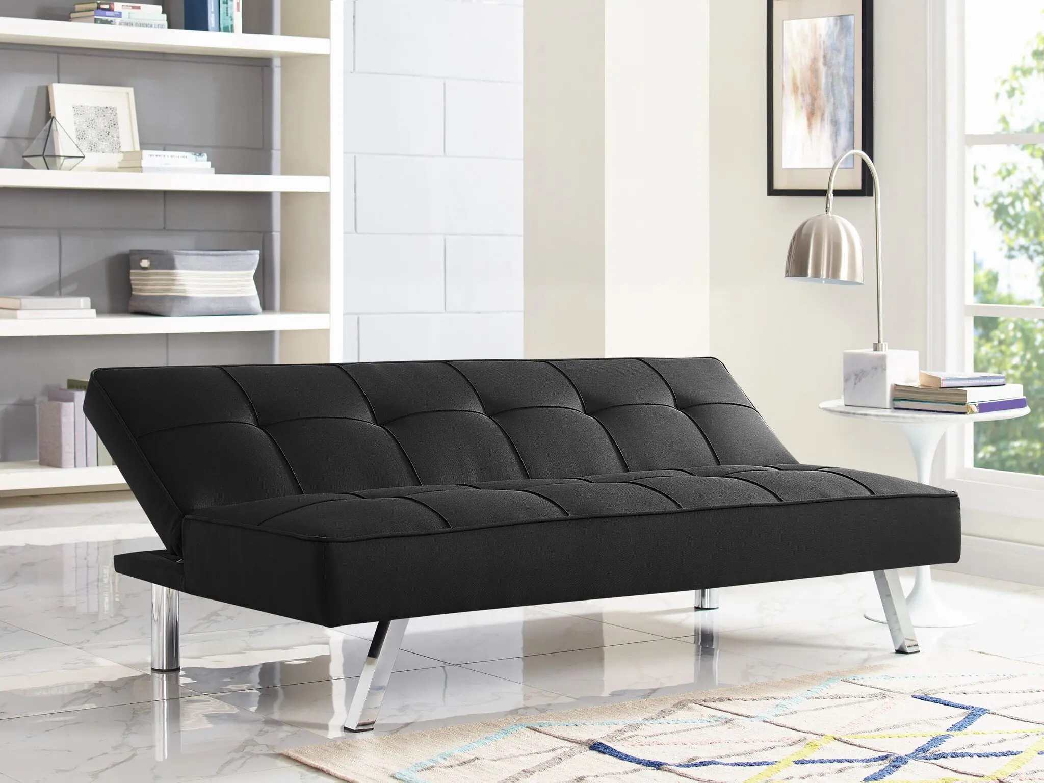 Carly Black Serta Convertible Sofa Bed-2