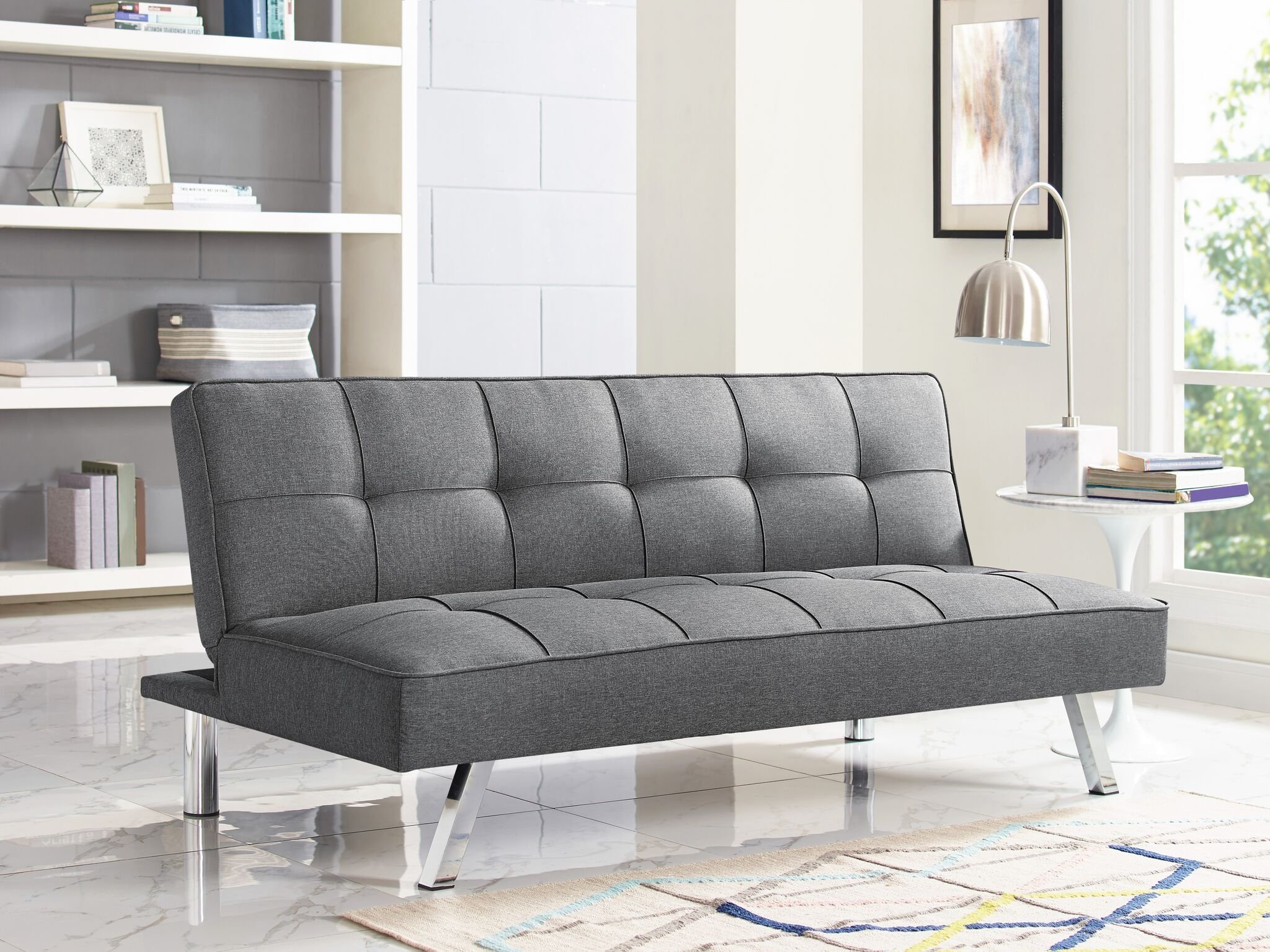 Carly Charcoal Gray Serta Convertible Sofa Bed-1