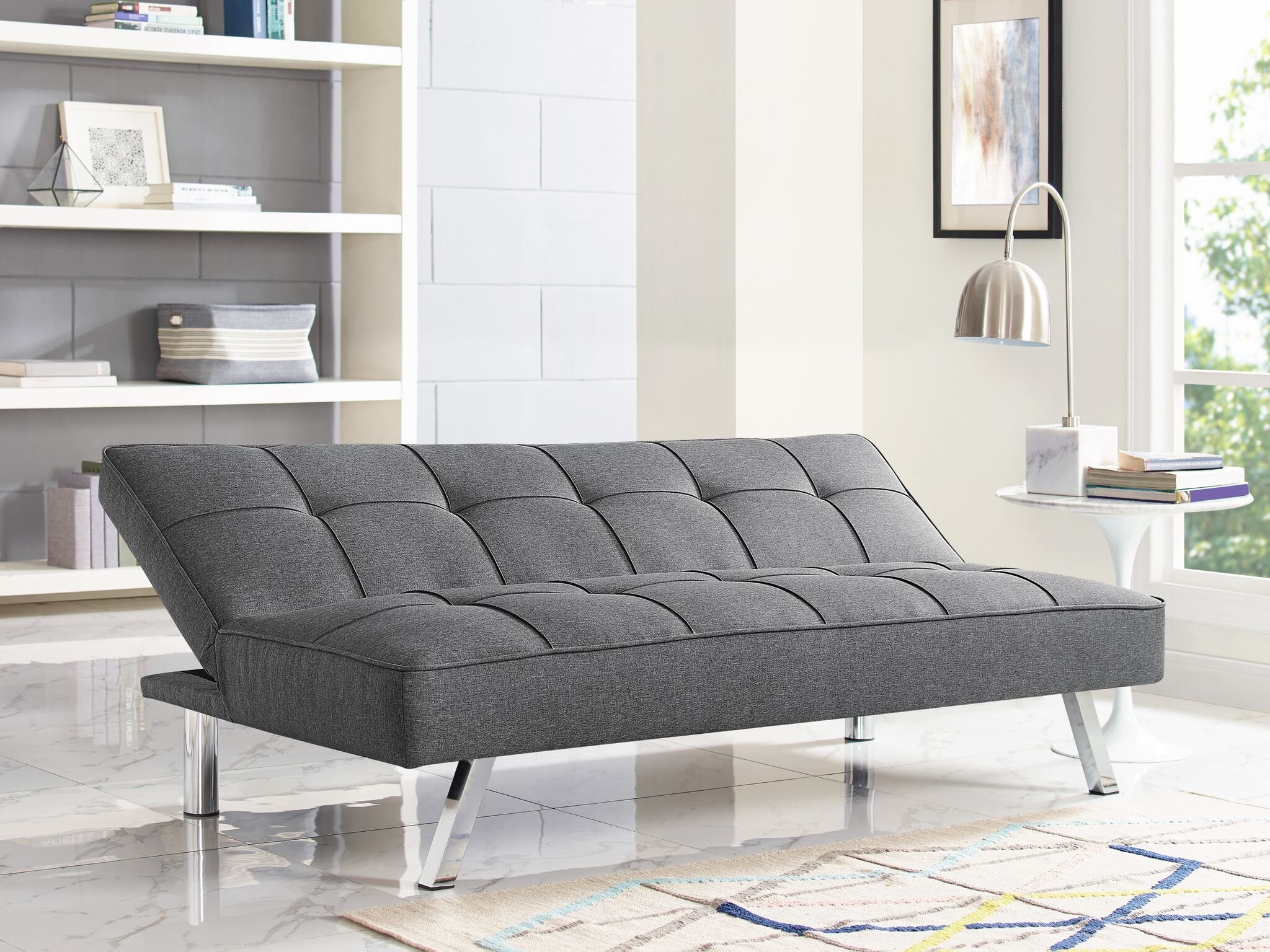 Carly Charcoal Gray Serta Convertible Sofa Bed-2