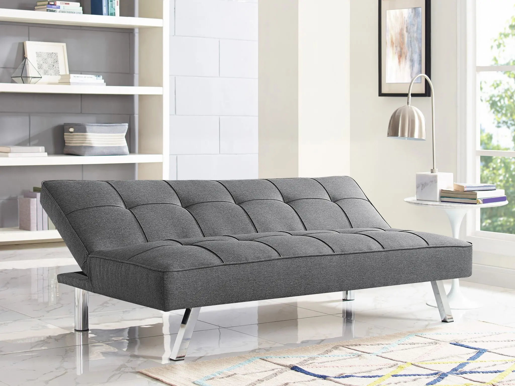 Carly Charcoal Gray Serta Convertible Sofa Bed-2
