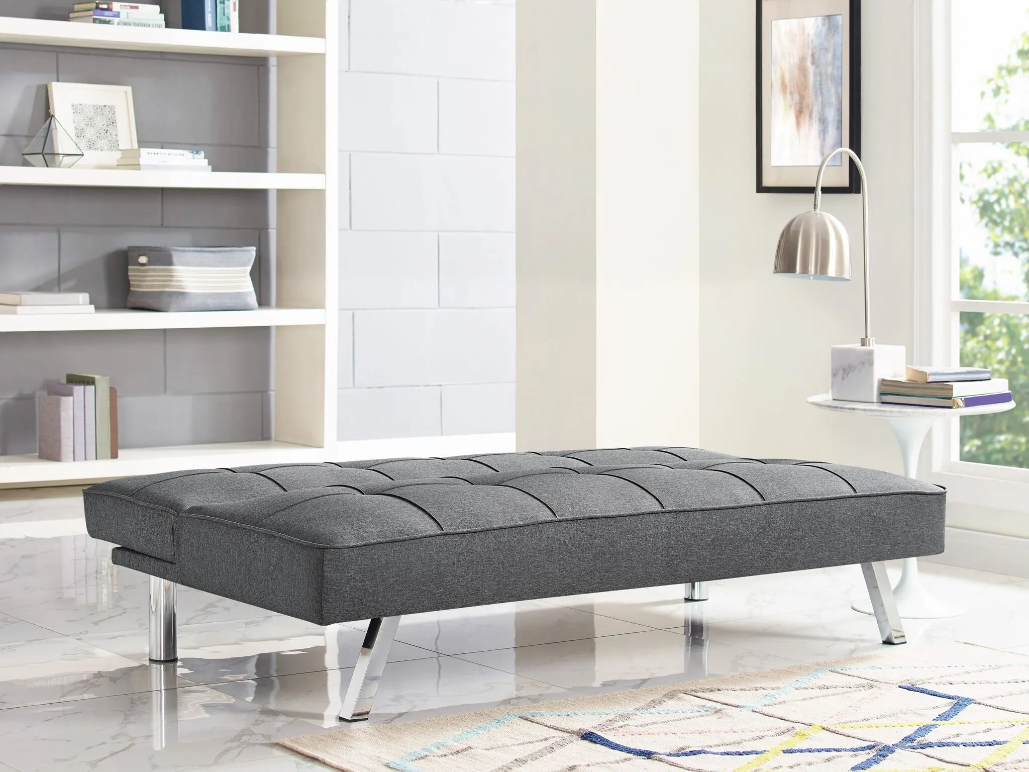 Carly Charcoal Gray Serta Convertible Sofa Bed-3