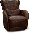 Antique Brown Leather Swivel Chair with Kidney Pillow - Pinkerton