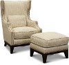 Linen 2 Piece Transitional Accent Chair with Ottoman