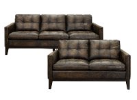 Antique Brown Leather 2 Piece Living Room Set - Montana
