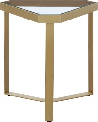 Gold and Glass Triangle Accent Table - Melrose