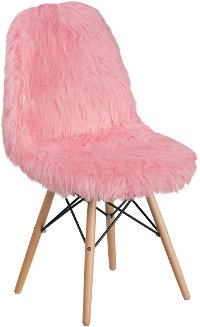 Contemporary Shaggy Pink Accent Chair - Shaggy Dog