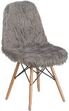 Clearance Contemporary Shaggy Gray Accent Chair - Shaggy Dog