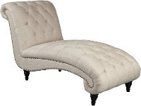 Cream Linen Tufted Chaise - Tiffany