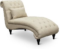 Cream Linen Tufted Chaise - Tiffany-2