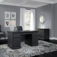 Antique Black 2 Piece Office Desk Set - Birmingham Executive