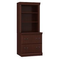 Cherry Brown 2 Drawer Lateral File Cabinet with Hutch - Birmingham Executive-2