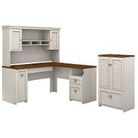 Antique White and Tea Maple 3 Piece Office Desk Set - Fairview-2
