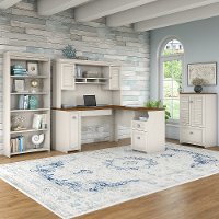 Antique White and Tea Maple 4 Piece Office Desk Set - Fairview