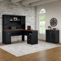 Antique Black and Hansen Cherry 3 Piece Office Desk Set - Fairview