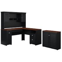 Antique Black and Hansen Cherry 3 Piece Office Desk Set - Fairview-2