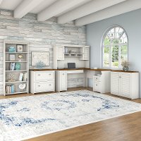 Antique White and Tea Maple 5 Piece Office Desk Set - Fairview