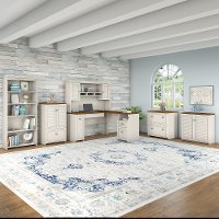 Antique White and Tea Maple 6 Piece Office Desk Set - Fairview