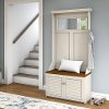 Antique White and Tea Maple Hall Tree with Storage Bench - Fairview