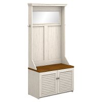 Antique White and Tea Maple Hall Tree with Storage Bench - Fairview-2