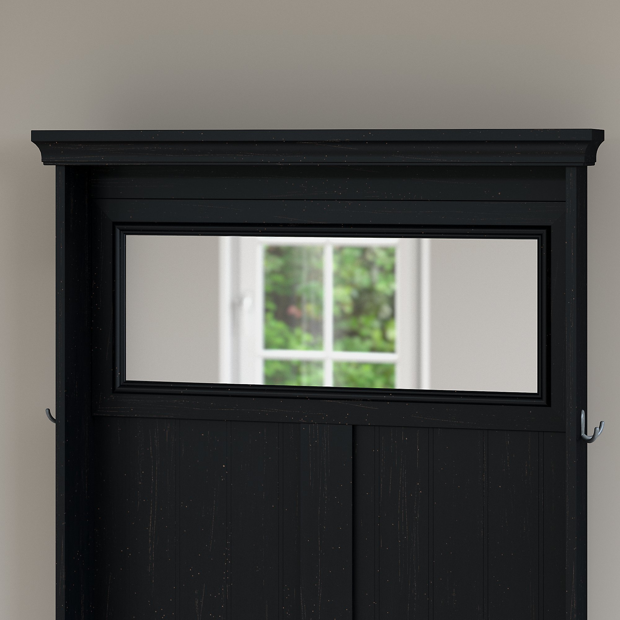 Fairview Antique Black and Cherry Hall Tree and Cabinet Set-5