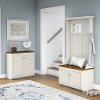 Antique White and Tea Maple Hall Tree and Cabinet Set - Fairview