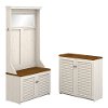 Antique White and Tea Maple Hall Tree and Cabinet Set - Fairview-2