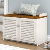 Antique White and Tea Maple Shoe Storage Bench - Fairview