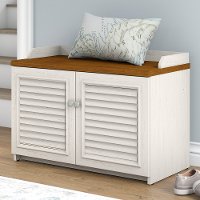 Antique White and Tea Maple Shoe Storage Bench - Fairview