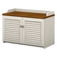 Antique White and Tea Maple Shoe Storage Bench - Fairview-2
