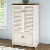 Antique White and Tea Maple Storage Cabinet - Fairview