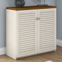 Antique White and Tea Maple Storage Cabinet - Fairview