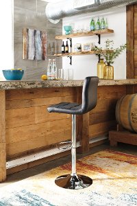 Black Adjustable Height Swivel Bar Stool - Bellatier-2