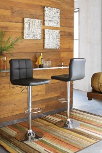 Black Adjustable Height Swivel Bar Stool - Bellatier-4