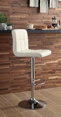 Set of 2 White Adjustable Height Swivel Bar Stools - Bellatier
