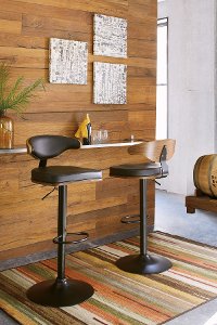 Black and Brown Adjustable Height Swivel Bar Stool - Bellatier-2