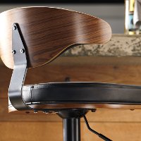 Black and Brown Adjustable Height Swivel Bar Stool - Bellatier-4