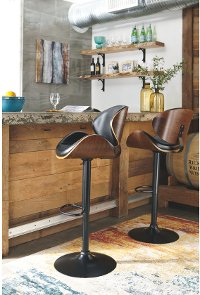 Brown and Black Adjustable Height Swivel Bar Stool - Bellatier
