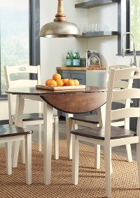 Cream and Brown Drop Leaf Round Dining Table - Woodanville