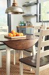 Cream and Brown Drop Leaf Round Dining Table - Woodanville-2