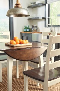 Cream and Brown Drop Leaf Round Dining Table - Woodanville-2