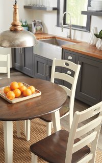 Cream and Brown Drop Leaf Round Dining Table - Woodanville-3