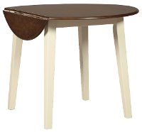 Cream and Brown Drop Leaf Round Dining Table - Woodanville-6