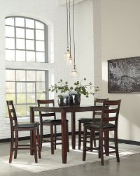 Casual Brown 5 Piece Counter Height Dining Set - Coviar-3