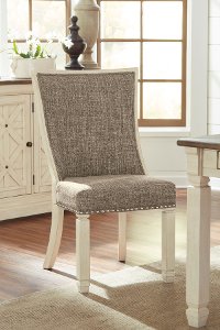 Set of 2 Antique White Upholstered Dining Chairs - Bolanburg-2