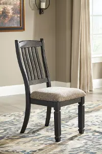 Set of 2 Gray-Brown and Black Upholstered Dining Chairs - Tyler Creek