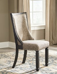 Set of 2 Gray-Brown and Black Upholstered Dining Chairs - Tyler Creek