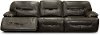 Steel Gray Leather-Match Triple Power Reclining Sofa - Max-2