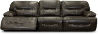 Steel Gray Leather-Match Triple Power Reclining Sofa - Max-2