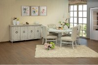 Ivory 7 Piece Round Dining Set - Bonanza