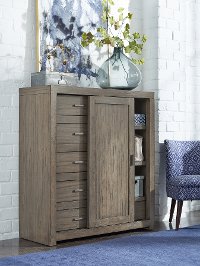 Modern Brownstone Gray Sliding Door Chest - Modern Loft